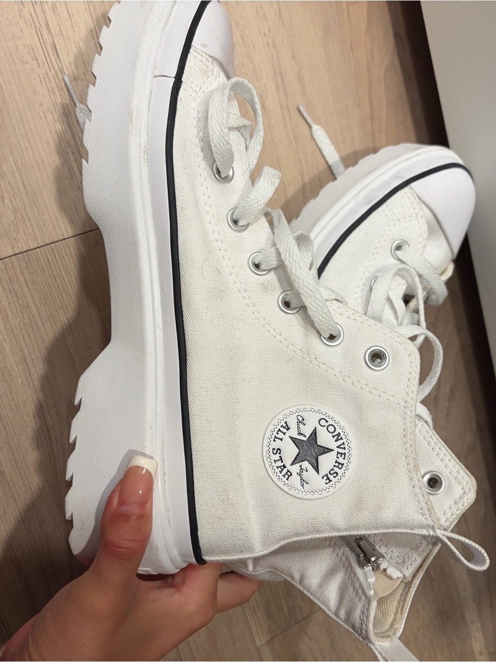 ConverseWhite High-Top Lug-Sole Sneakers